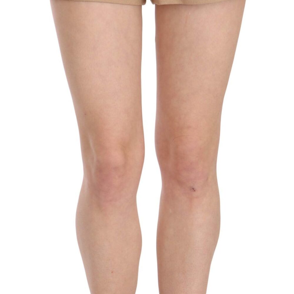 Shorts Beige Cotton Mid Waist Mini Short
