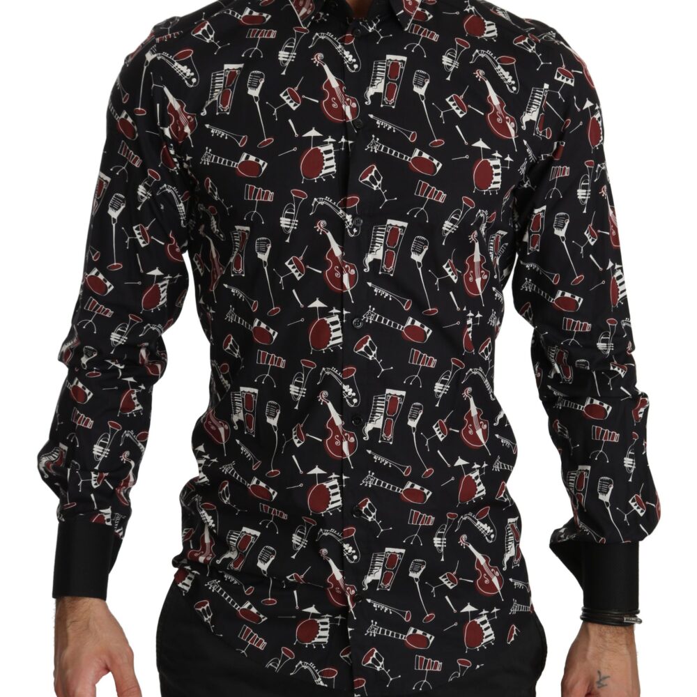 Black Musical Instrument Slim fit Shirt