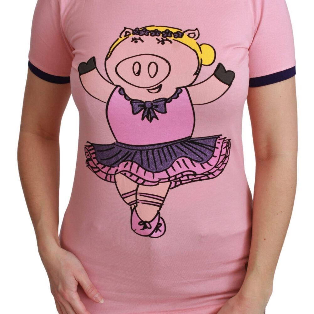 Pink YEAR OF THE PIG Top Cotton T-shirt