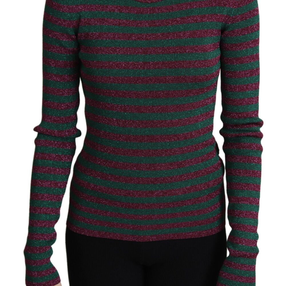 Multicolor Stripes Crew Neck Pullover Sweater