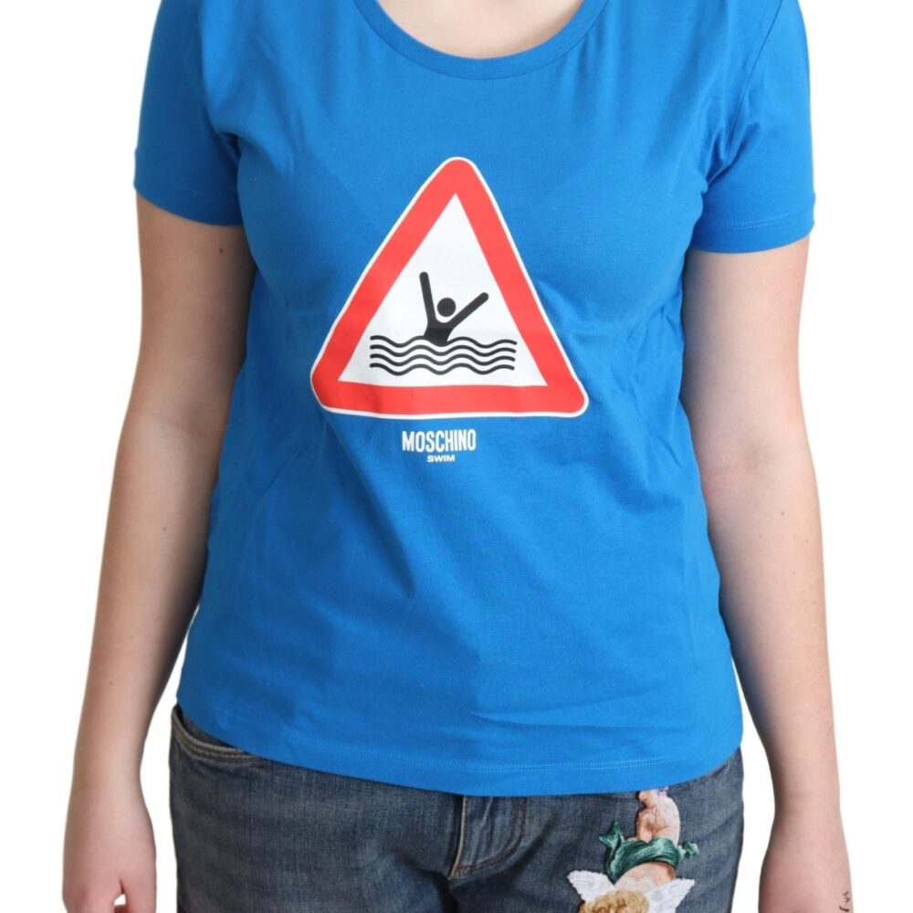 Blue Cotton Swim Graphic Triangle T-shirt