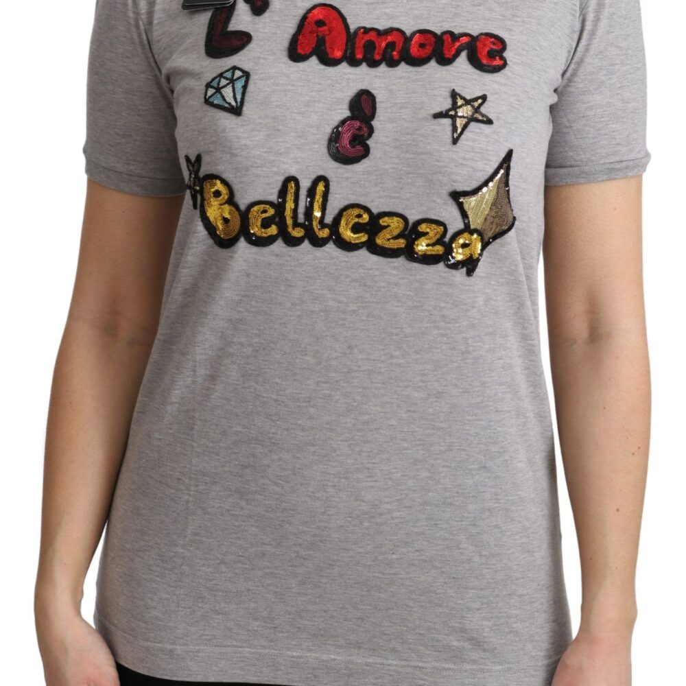 Gray Cotton Amore e Bellezza Top T-shirt