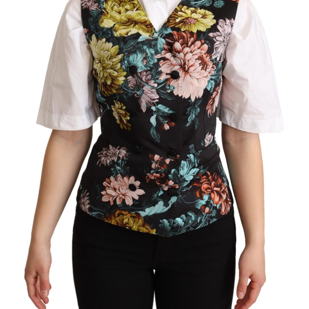Black Jacquard Floral Waistcoat Vest
