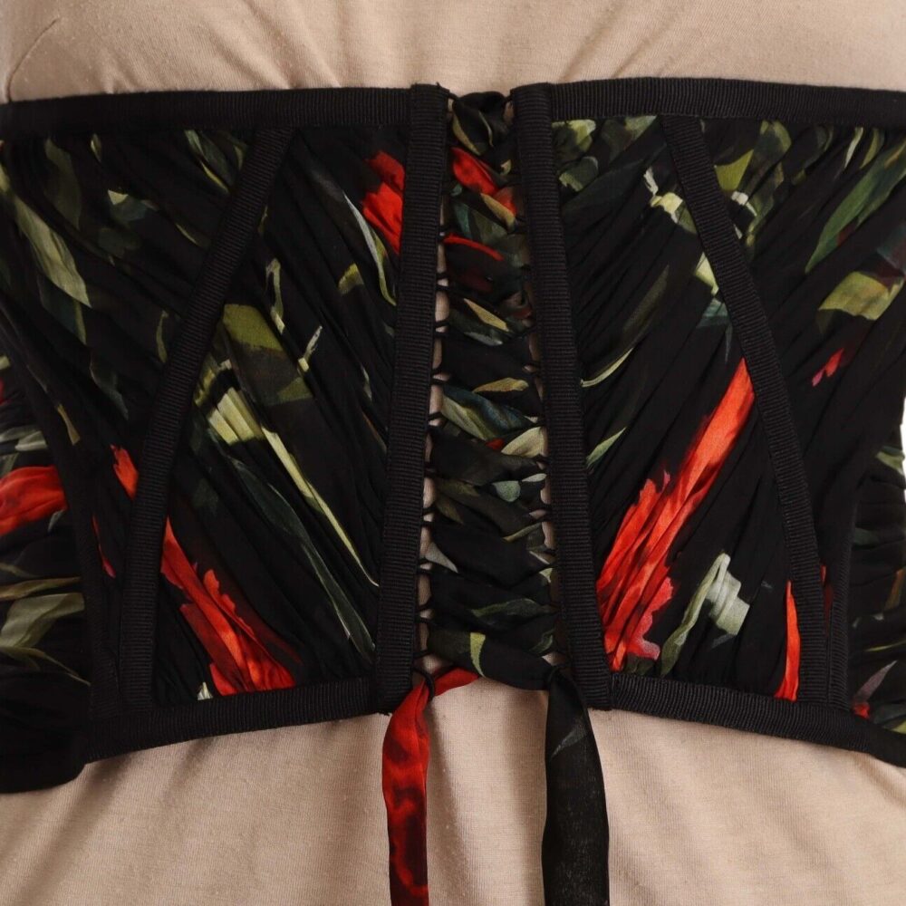 Black Corset Belt Stretch Waist Strap Silk Top