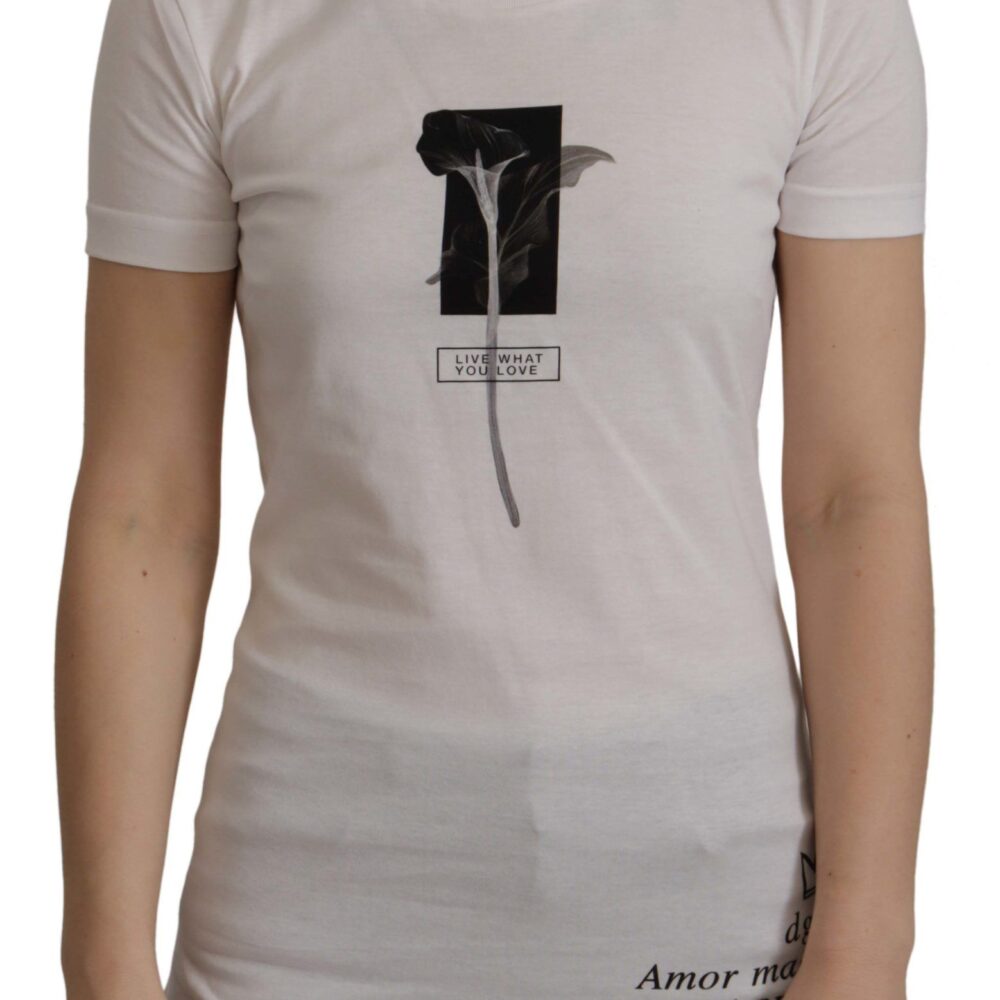 White Black Roses Crewneck Cotton  T-shirt
