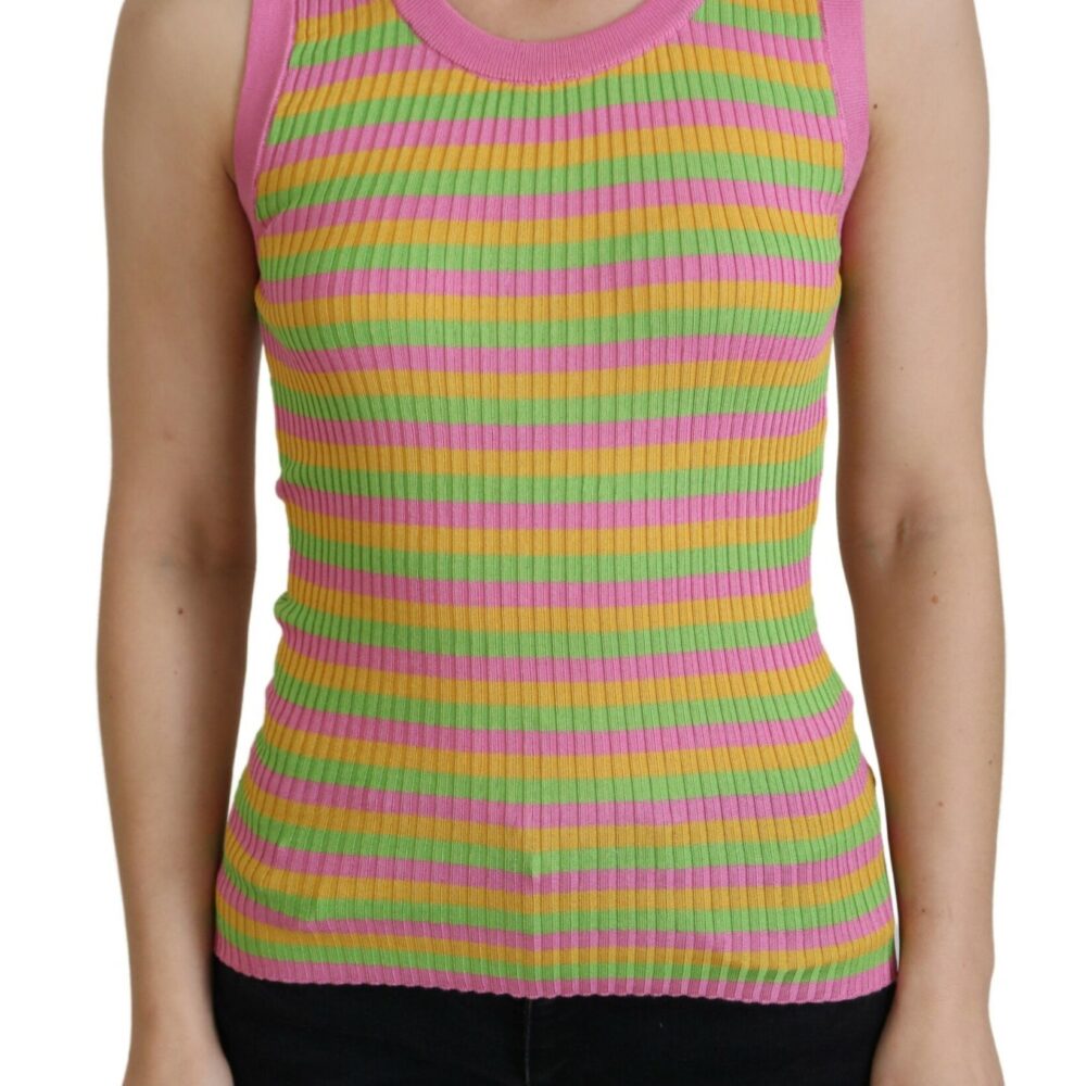 Multicolor Silk Vest Pullover Tank Top