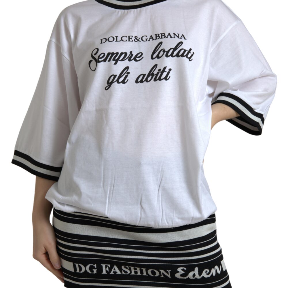 White Cotton DG Fashion Crew Neck Tee T-shirt