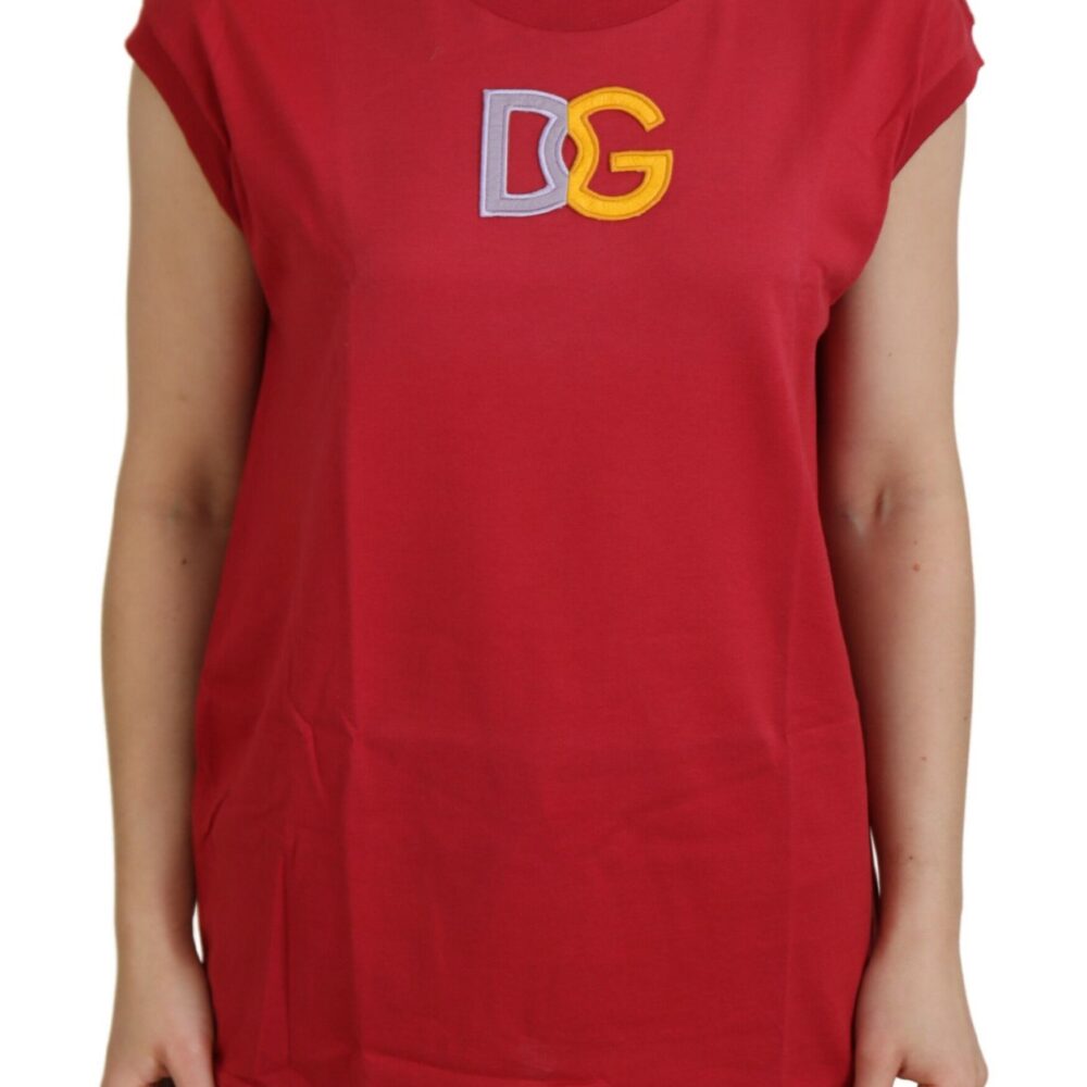 Red Cotton DG Logo Tank Top T-shirt