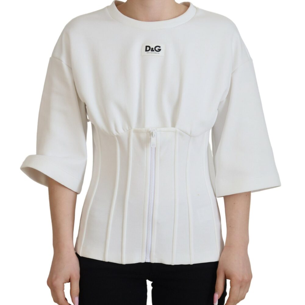 White Corset Stretch Cotton Top T-shirt