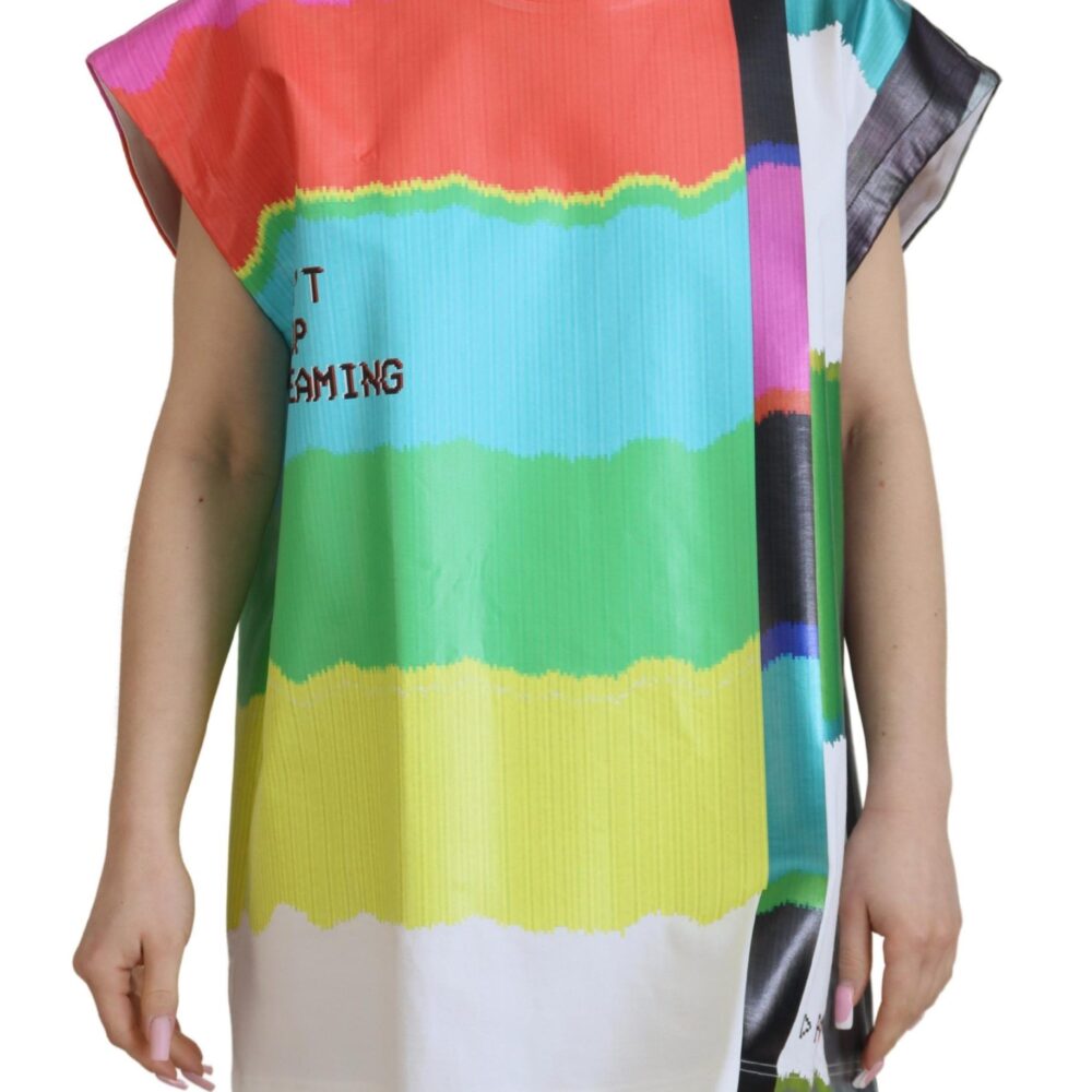 Multicolor TV Print Blouse Cotton  T-shirt