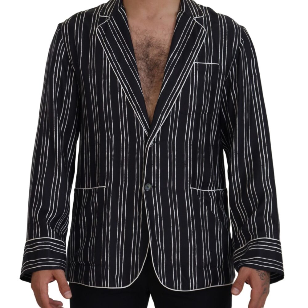Blue Striped Silk Pajama Shirt Jacket