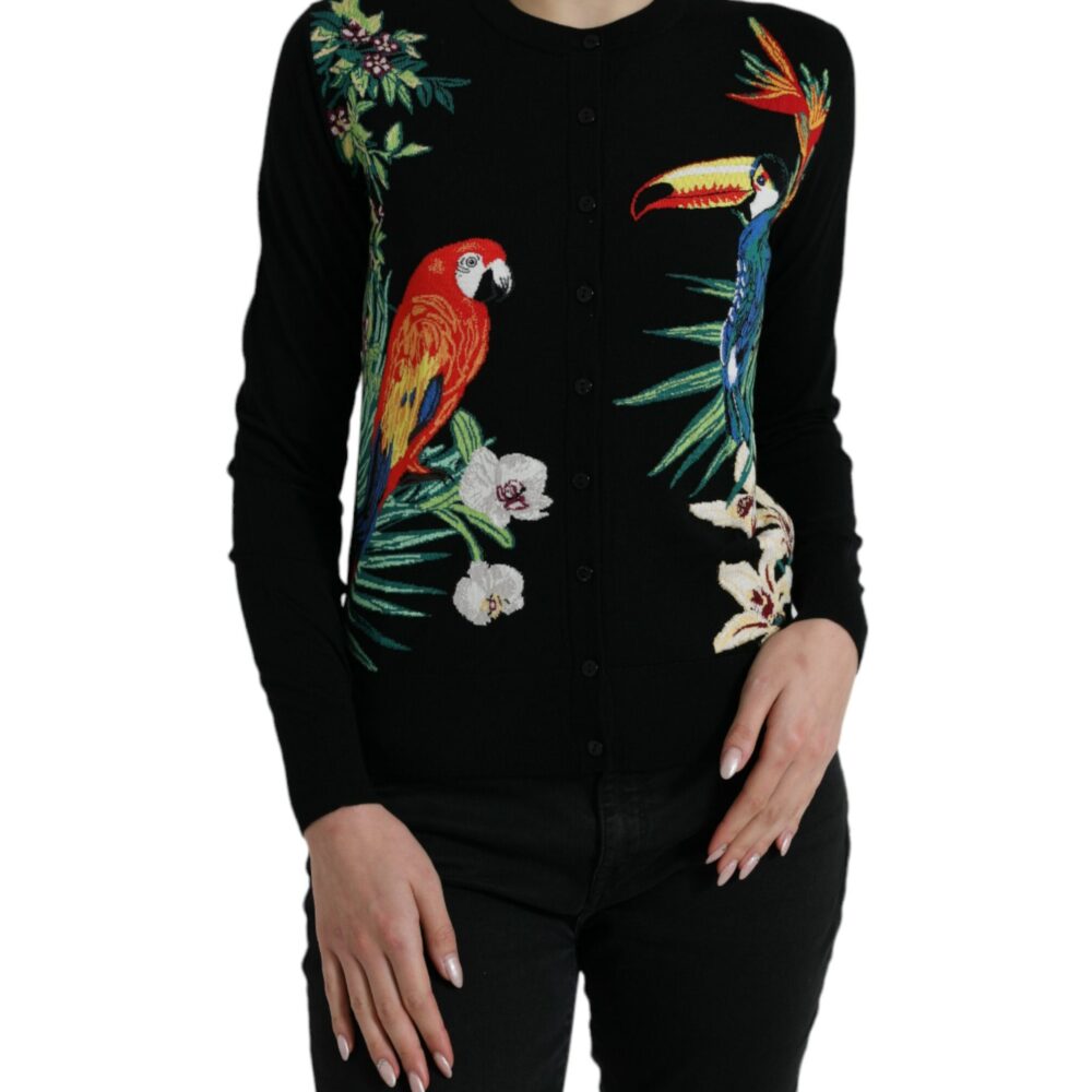 Black Bird Wool Long Sleeve Cardigan Sweater