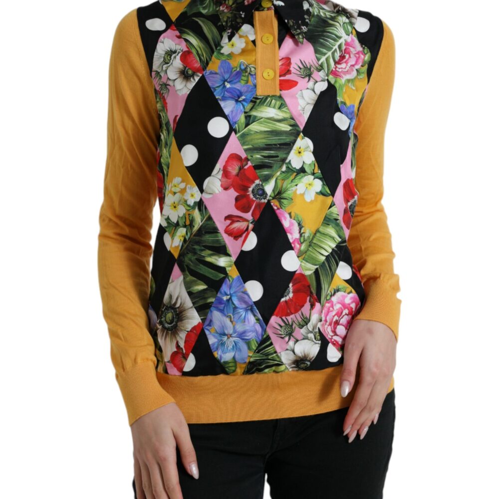 Multicolor Patchwork Cashmere Henley Sweater