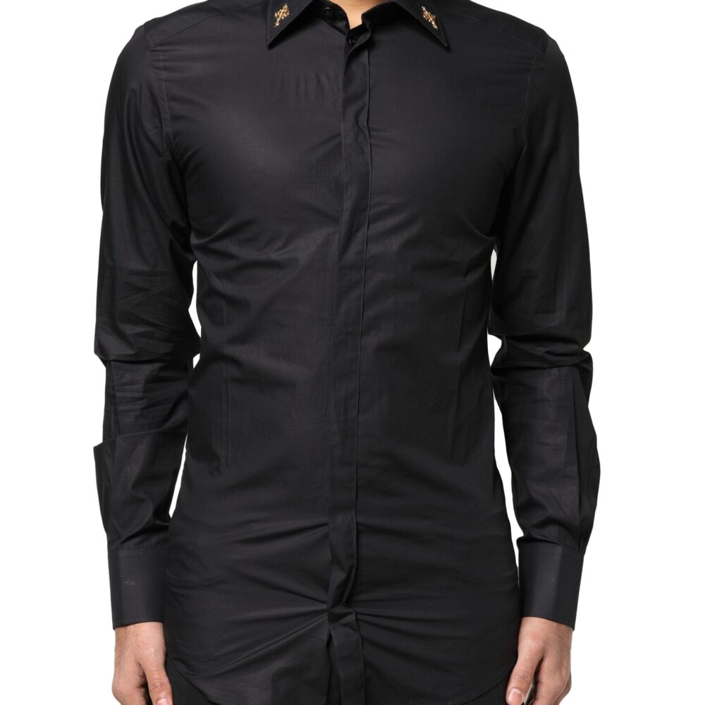 Black GOLD Cross Embellished Men Dress Shirt