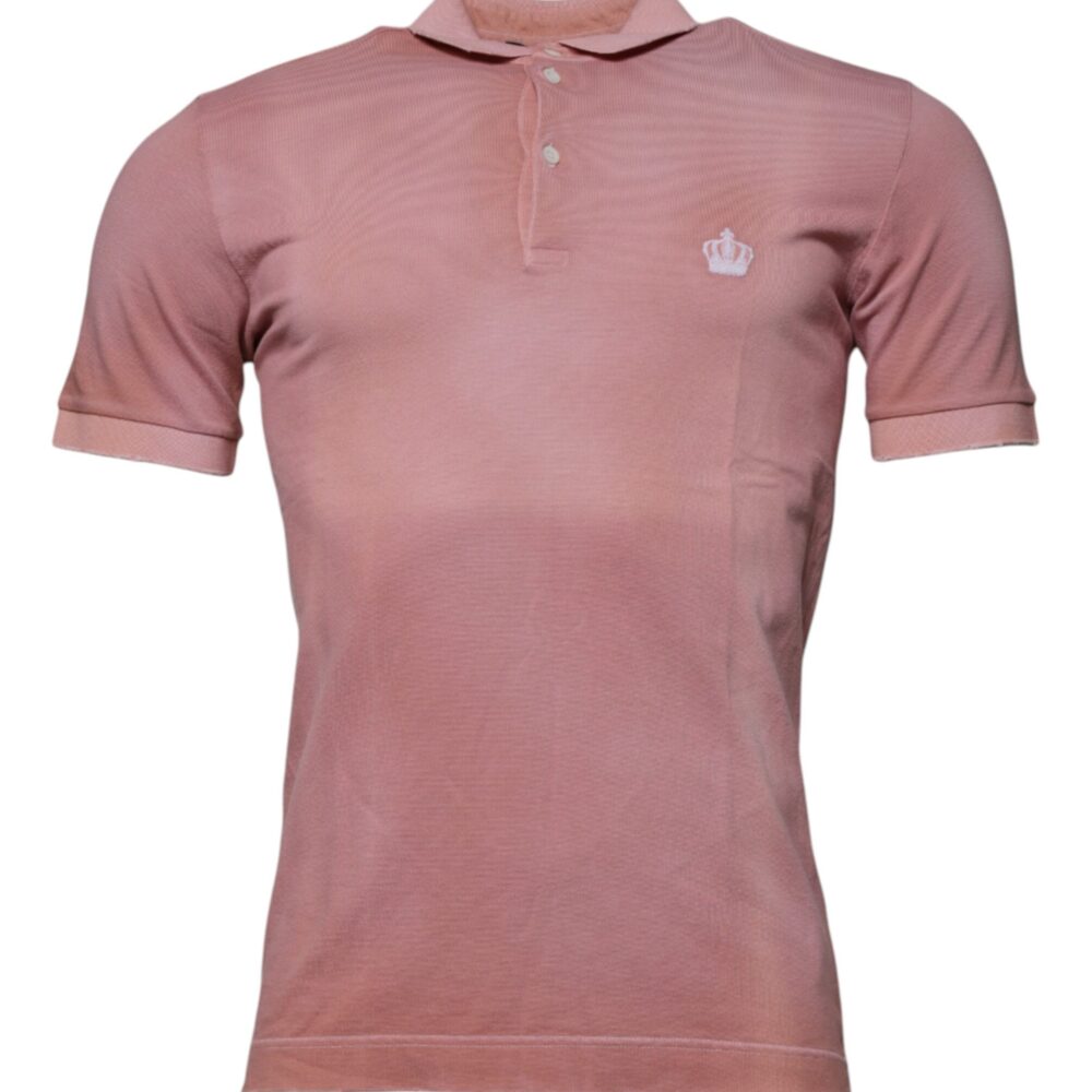 Pink Crown Collared Short Sleeve Polo T-shirt