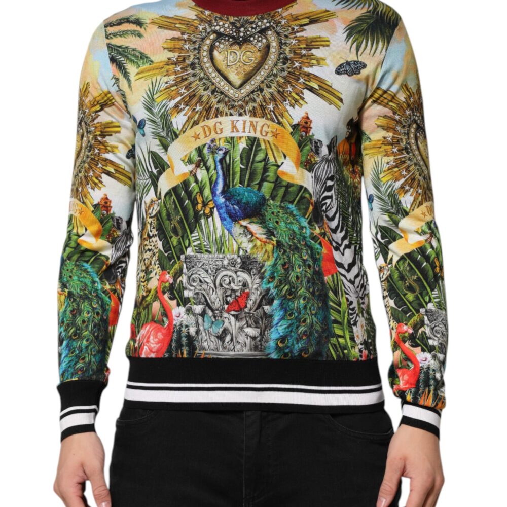 Tropical Heart Crown Silk Pullover Sweater