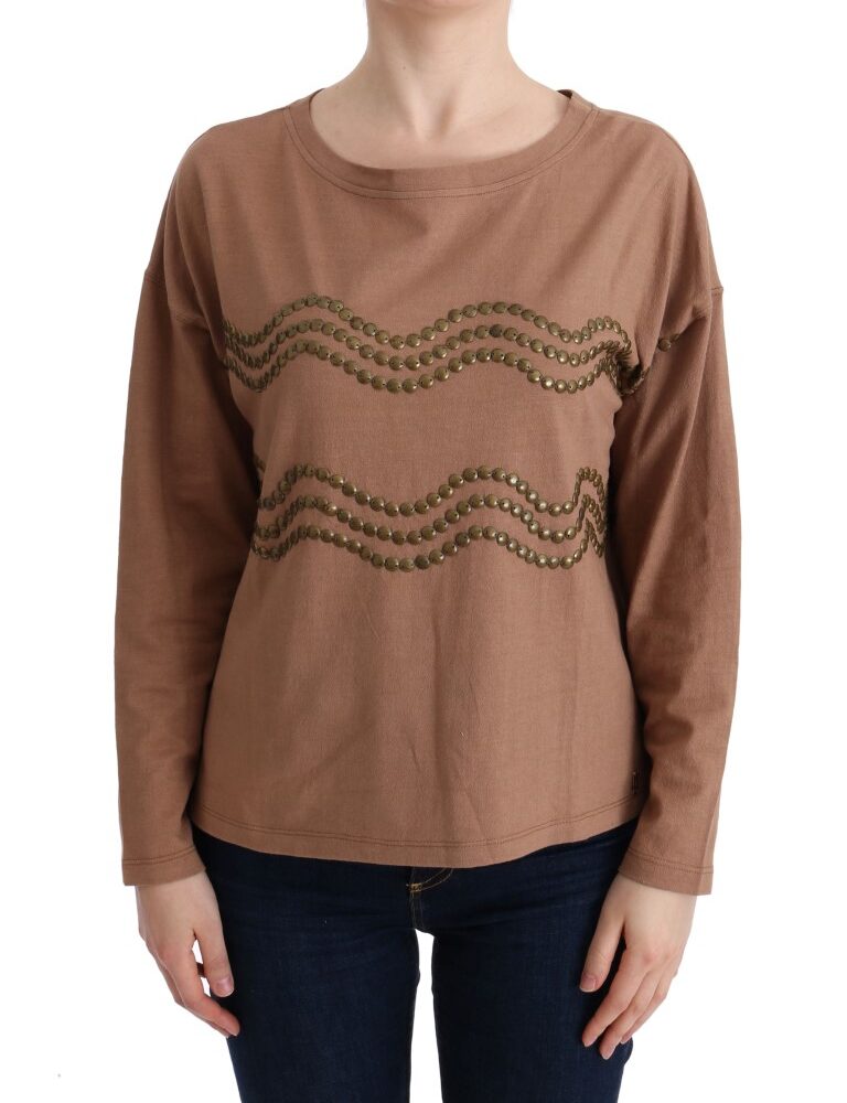 Brown Cotton Studded Sweater