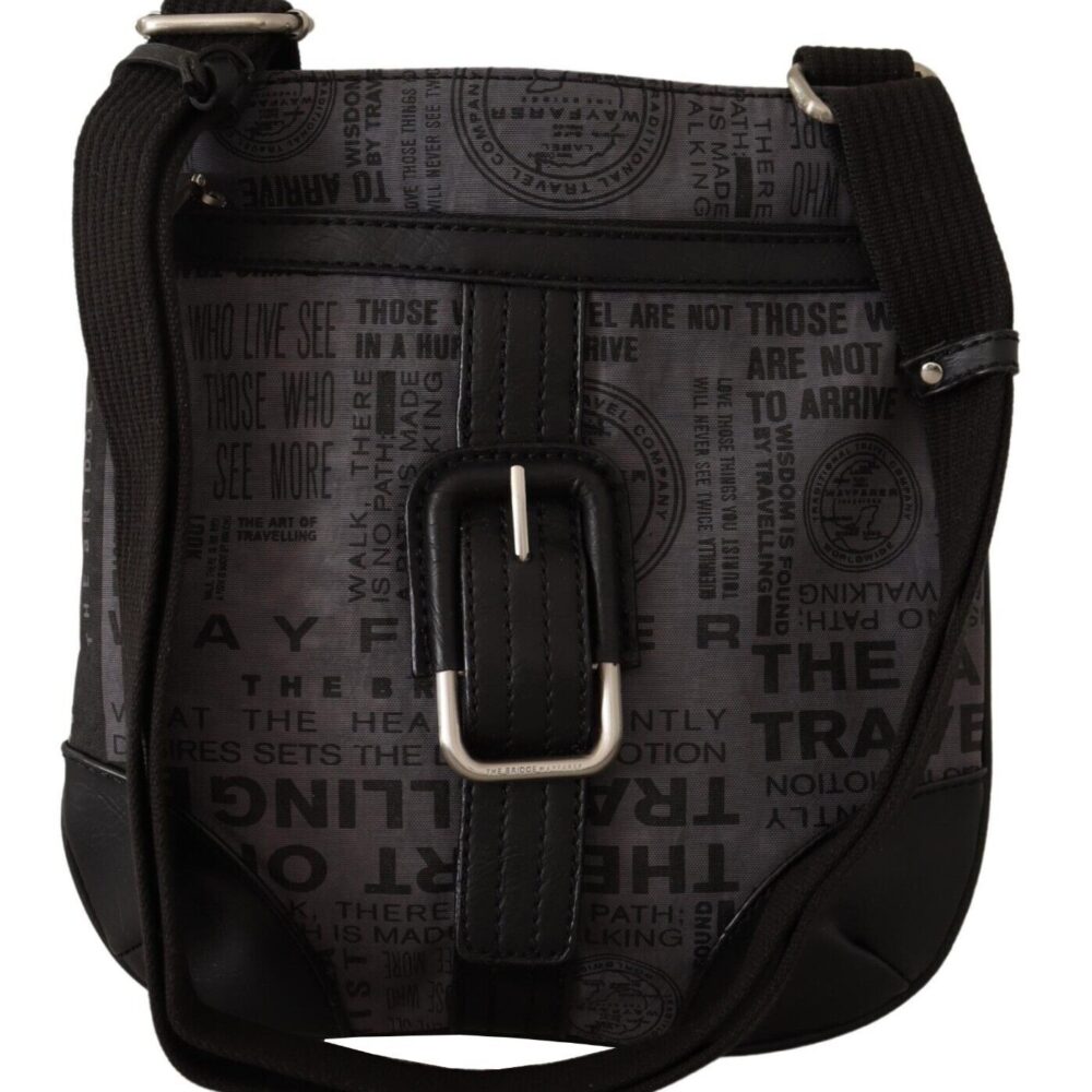 Gray Printed Logo Shoulder Crossbody Purse Bag