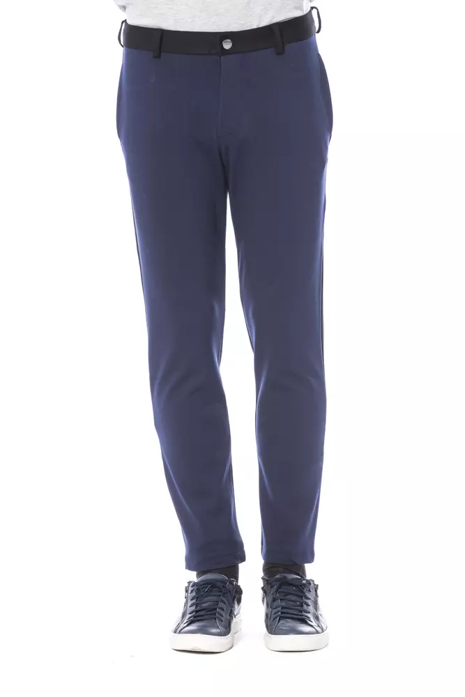 Blue Viscose Men's Pant