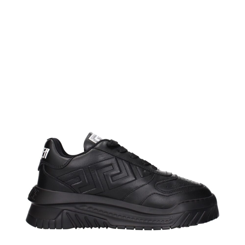 Black Leather Chunky Sneakers