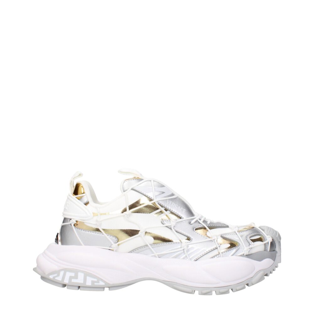 White Fabric Chunky Sneakers