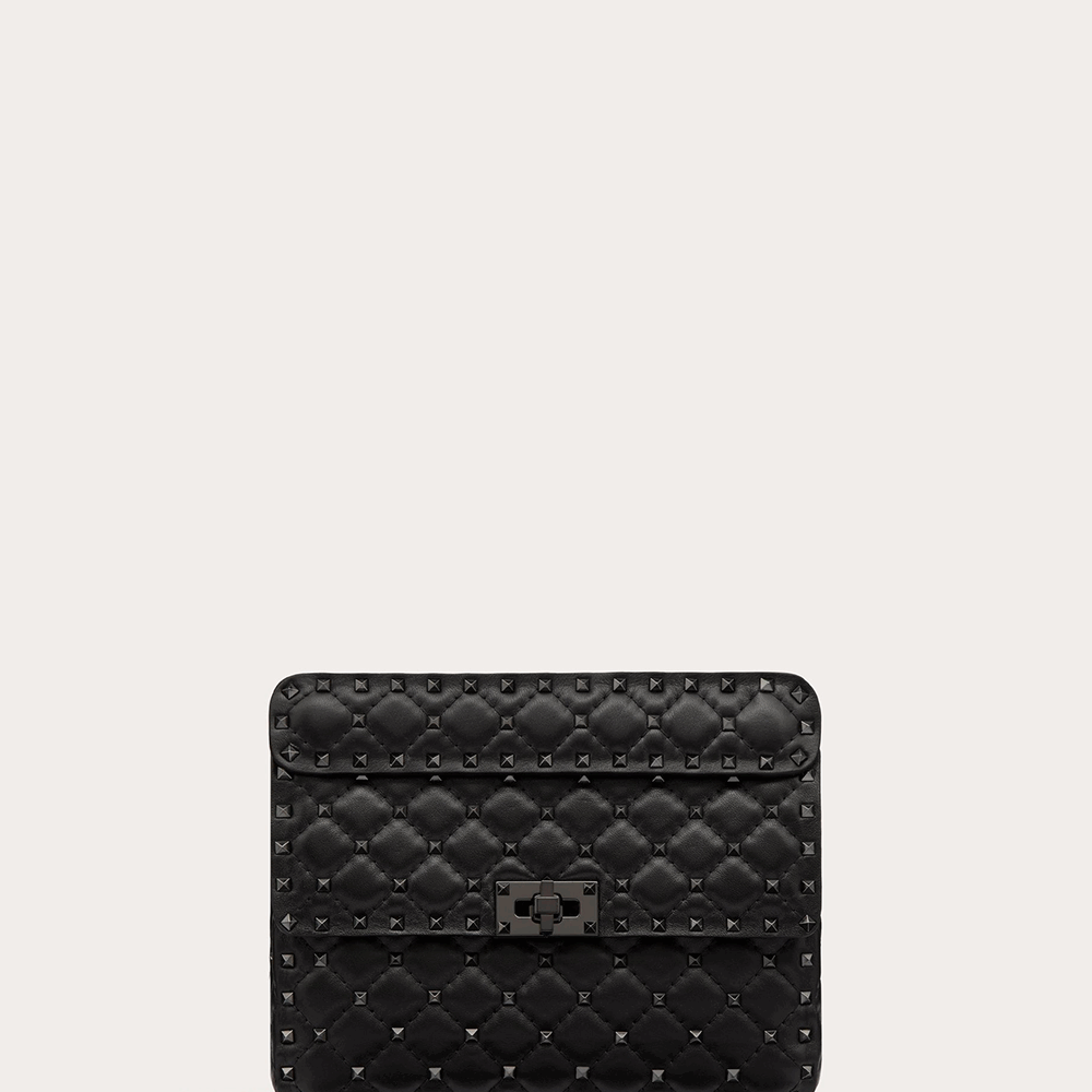 Black Nappa Leather Medium Rockstudt Spike Bag