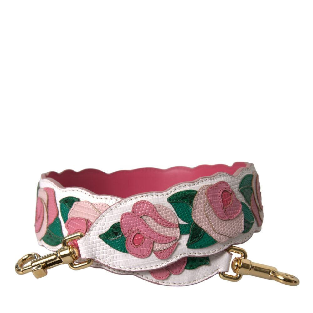 White Floral Leather Accessory Shoulder Strap